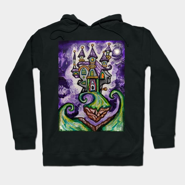 Halloween Haunted Night Castle Painting Hoodie by Art by Deborah Camp